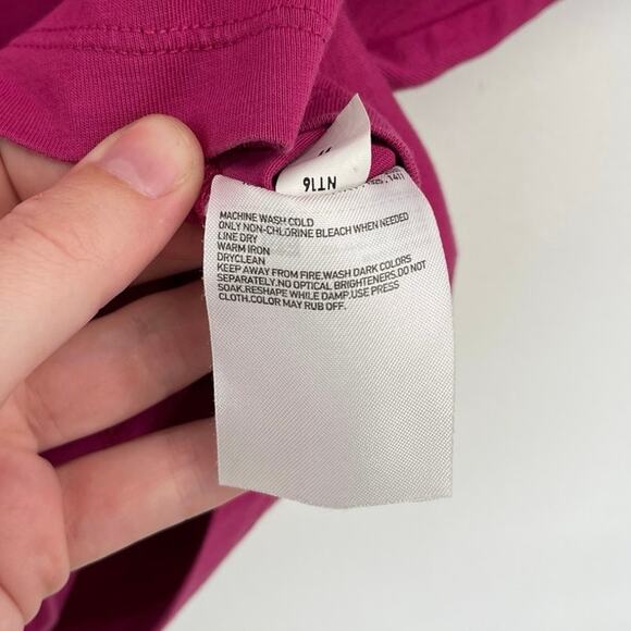 UNIQLO Dolman Sleeve 100% Cotton Crew Neck Oversized Loose T-Shirt Fuchsia XS - Picture 7 of 8